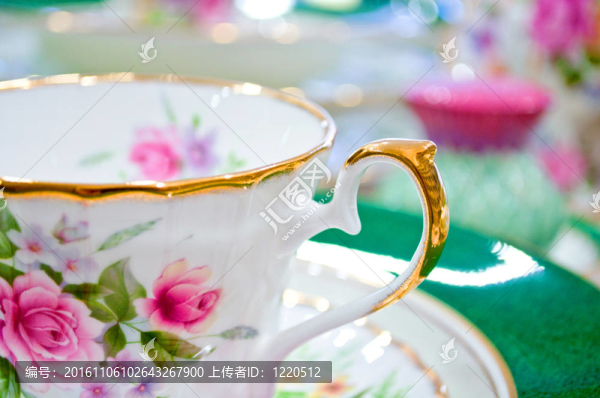 仿古花茶具宏鏡頭