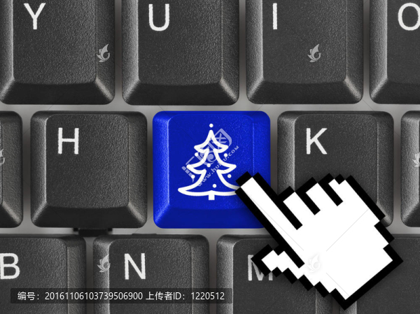 具有圣誕樹鍵的電腦鍵盤