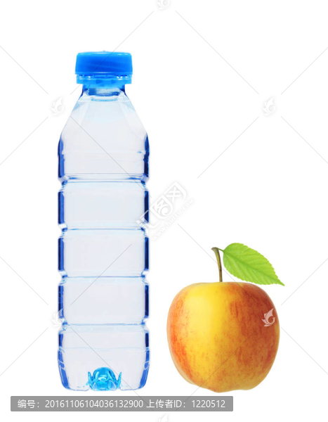 一种水和苹果用绿色隔离的塑料瓶