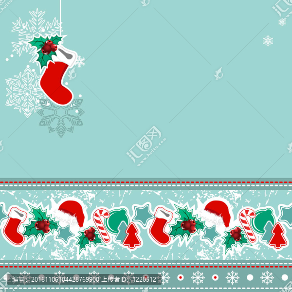 掛Santa襪子的圣誕賀卡