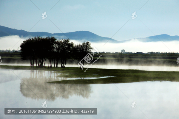 濕地晨霧素材