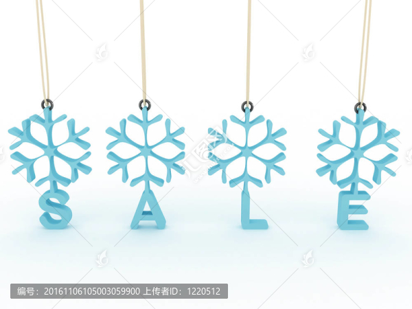 白色背景上出售雪花標(biāo)簽。三維圖像