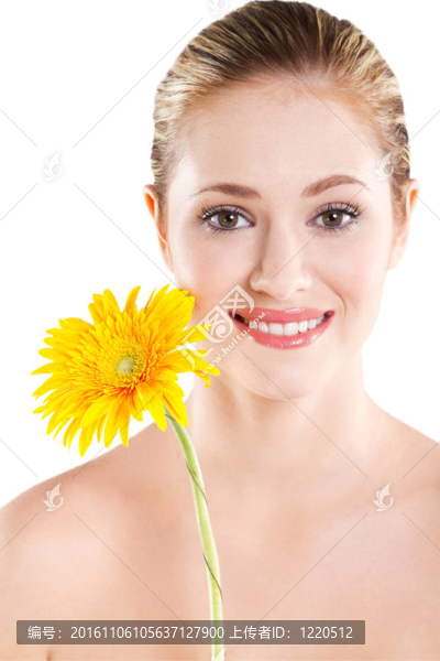 微笑的女人肖像花