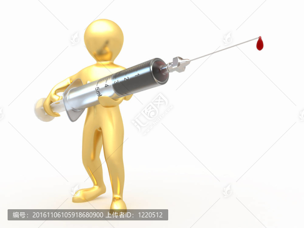 帶注射器的男人。3d