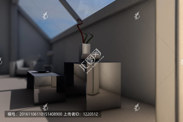 現(xiàn)代設(shè)計(jì)的房間在晚上