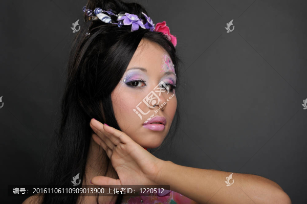 帶妝的亞洲女孩特寫畫像