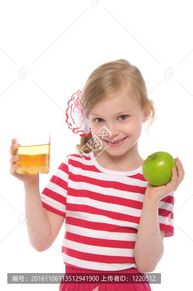 快樂女孩蘋果和蘋果汁