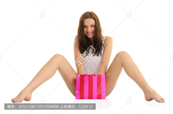 性感的年輕女人的禮物包
