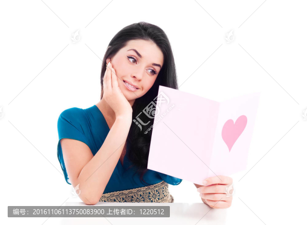 帶著卡片的女人