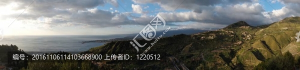 曙光全景陶灣和納克索斯在西西里島；意大利