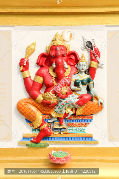 顏色鮮艷的伽內(nèi)什形象；愈合；Chachoengsao；泰國(guó)