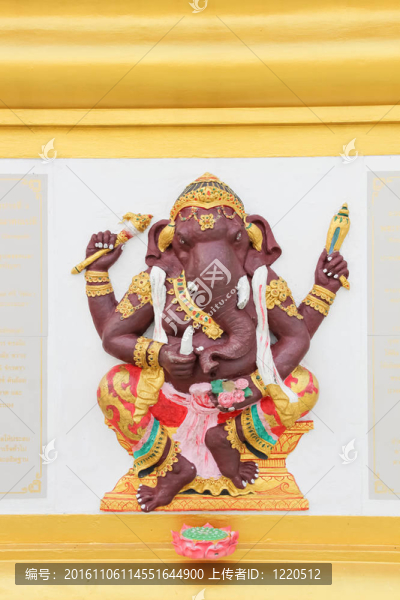 顏色鮮艷的伽內什形象；愈合；Chachoengsao；泰國