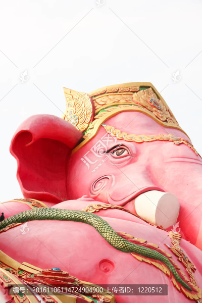 Ganesh粉紅色的Wat,Samarn形象；Chachoengsao；泰國。