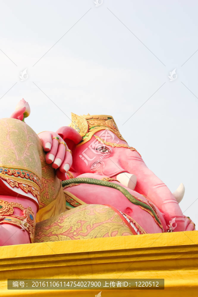 Ganesh粉紅色的Wat,Samarn形象；Chachoengsao；泰國(guó)。