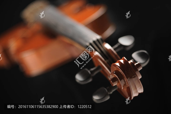 小提琴的特寫鏡頭；淺深的田野