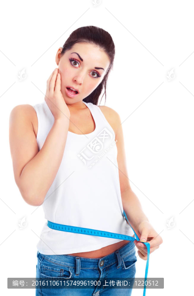 測量腰圍的女人