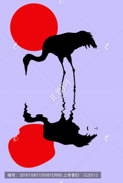 水中鶴的輪廓