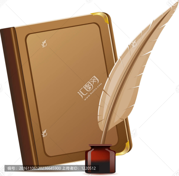 帶墨水的書和羽毛