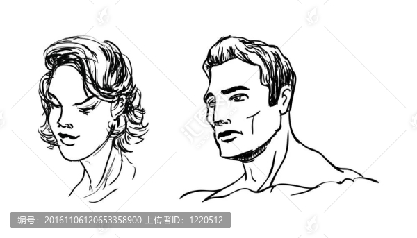 男人。女人.手繪。插畫
