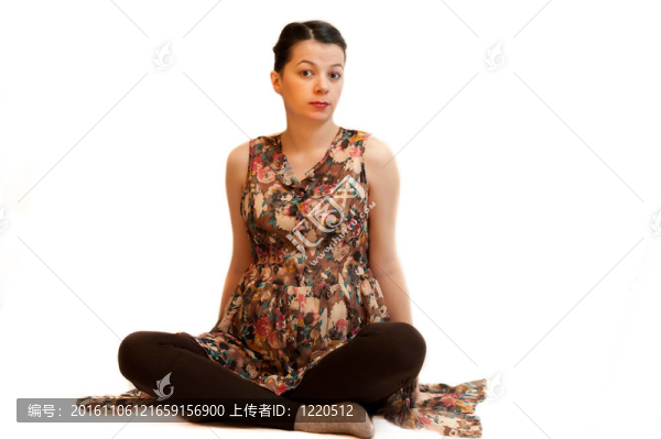 孤立懷孕少女肖像白色