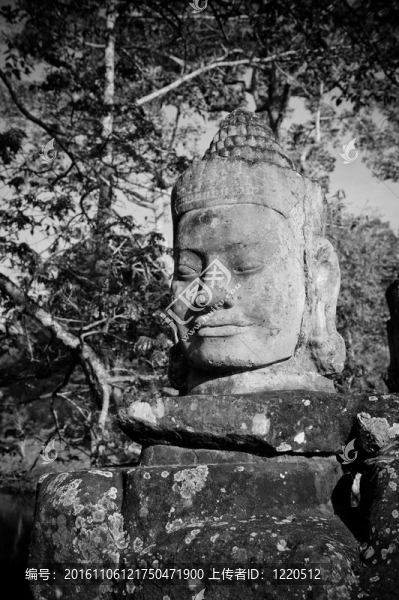 吳哥城；城門(mén)守衛(wèi)頭；柬埔寨