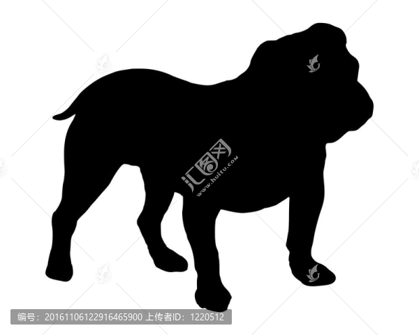 一個英國斗牛犬的黑色剪影