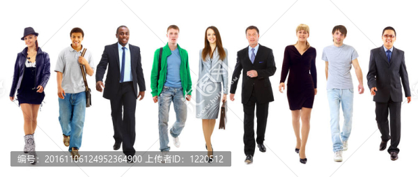 快樂的年輕女商人站在她的隊伍前面