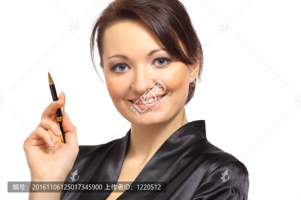 一個在白色背景下孤立的年輕女人的肖像