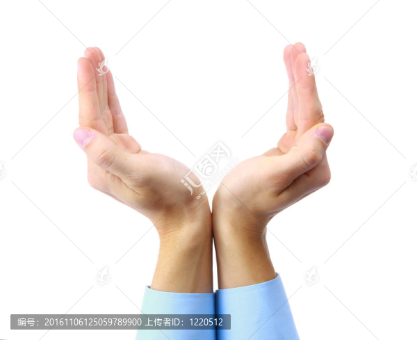 保護(hù)手；白色背景隔離?？臻g來插入您的對象