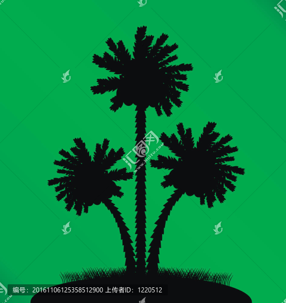 綠色背景下棕櫚樹的剪影