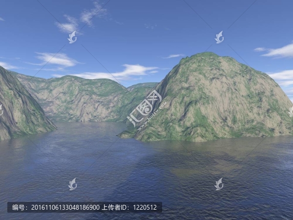 計算機生成的山湖景觀