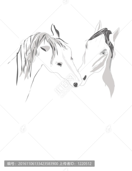 兩匹馬溫柔地觸摸著
