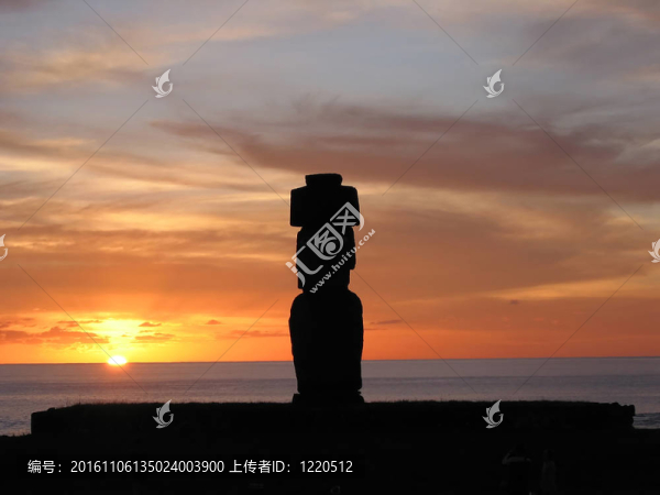 Ahu,Tahai。黃昏時分，復活島的Moai