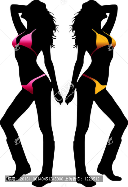 Bikini的女人剪影
