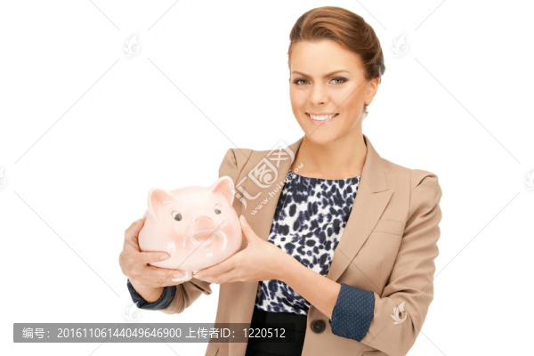 可愛(ài)的女人與小豬銀行
