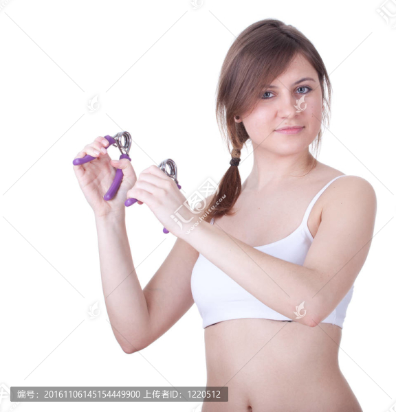 穿內(nèi)衣的年輕女子做健身操