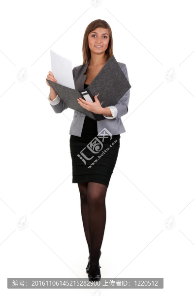 帶有辦公文件夾的商務女孩