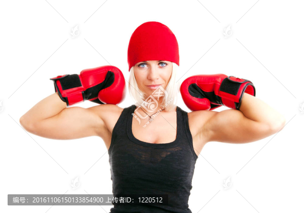 金發(fā)女子拳擊手套行使