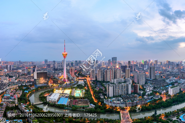 四川電視塔成都市中區(qū)全景俯瞰