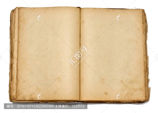 打開老古董書白色背景