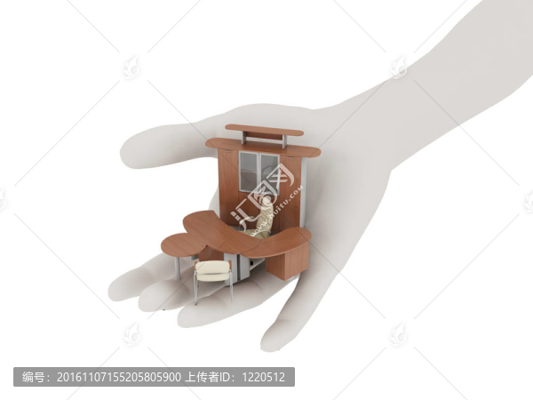 辦公家具在他伸出的手掌
