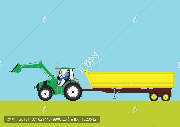 綠色拖拉機和拖車