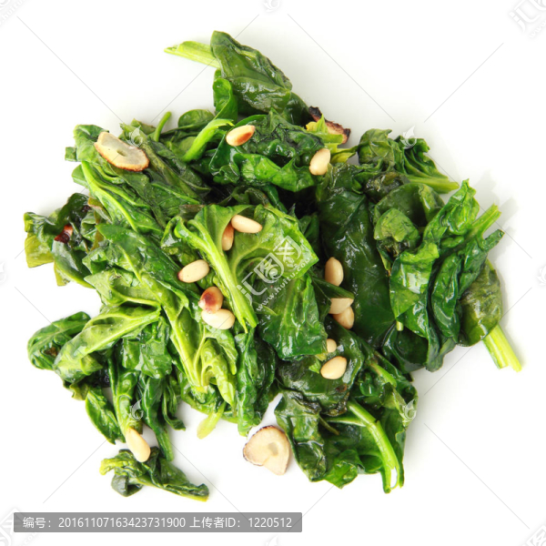 菠菜和大蒜和松果