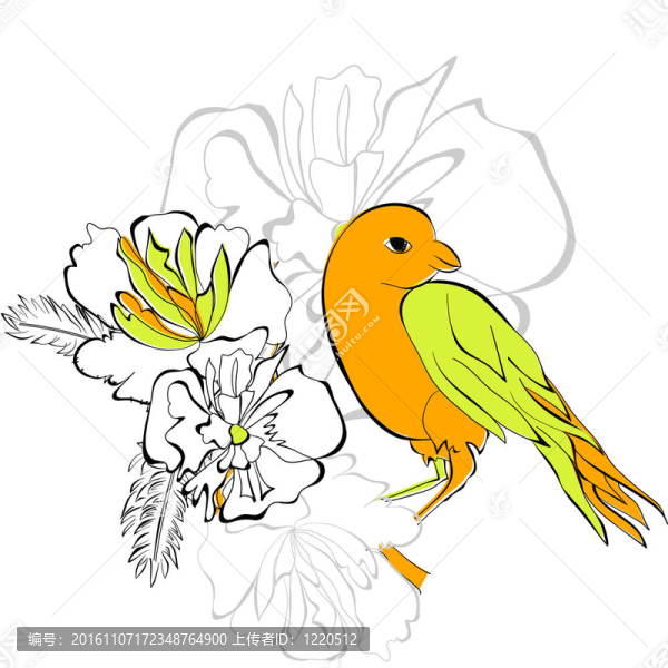 花背景鳥