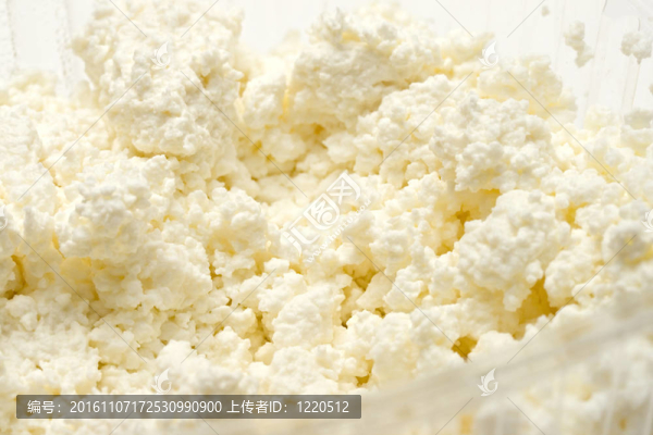干酪凝乳堆在白色