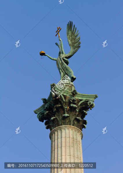 Archangel,Gabriel的雕像從布達佩斯英雄廣場；
