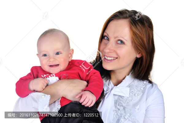 可愛的媽媽和可愛的小男孩