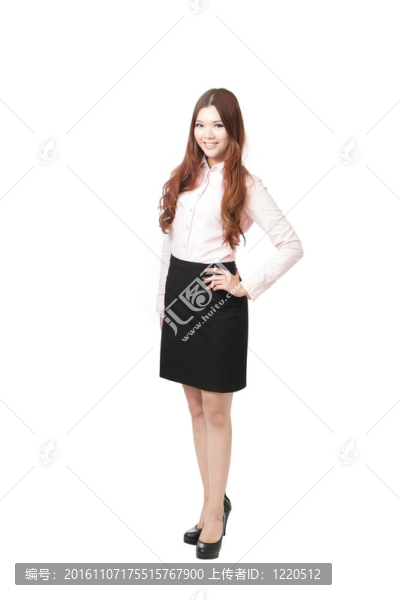 全長漂亮女商人站在微笑