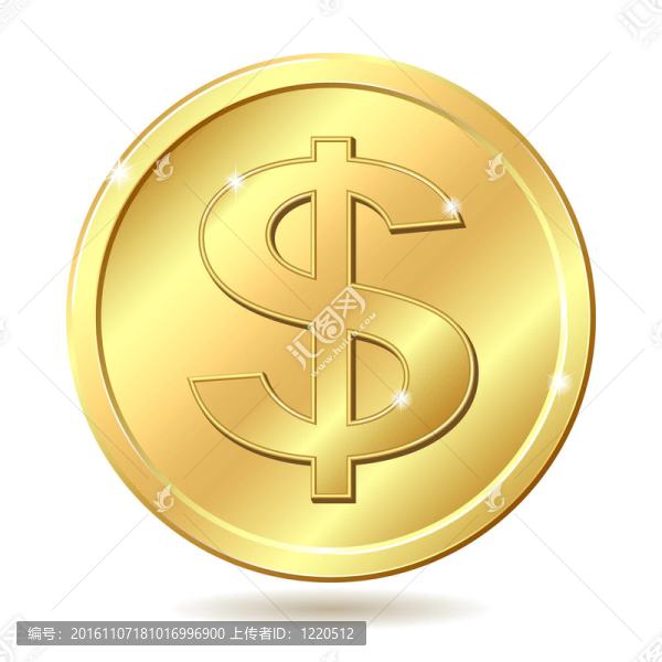 美元符號(hào)的黃金硬幣