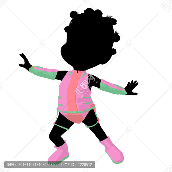 美國黑人小女孩插畫剪影